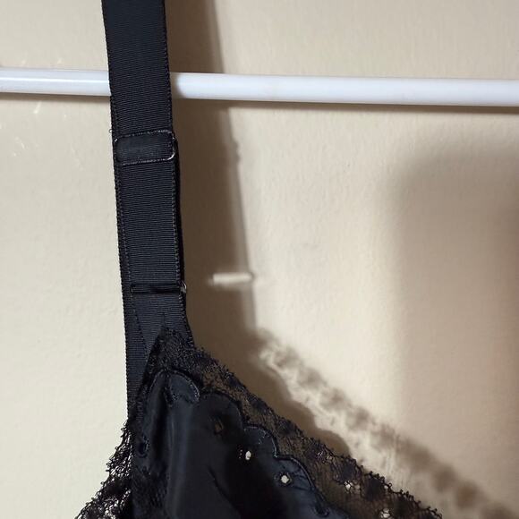 Barbizon Slip/Dress Black Babydoll Black Eyelet Lace 1950s Dark Whimsy Goth XS - Picture 6 of 12